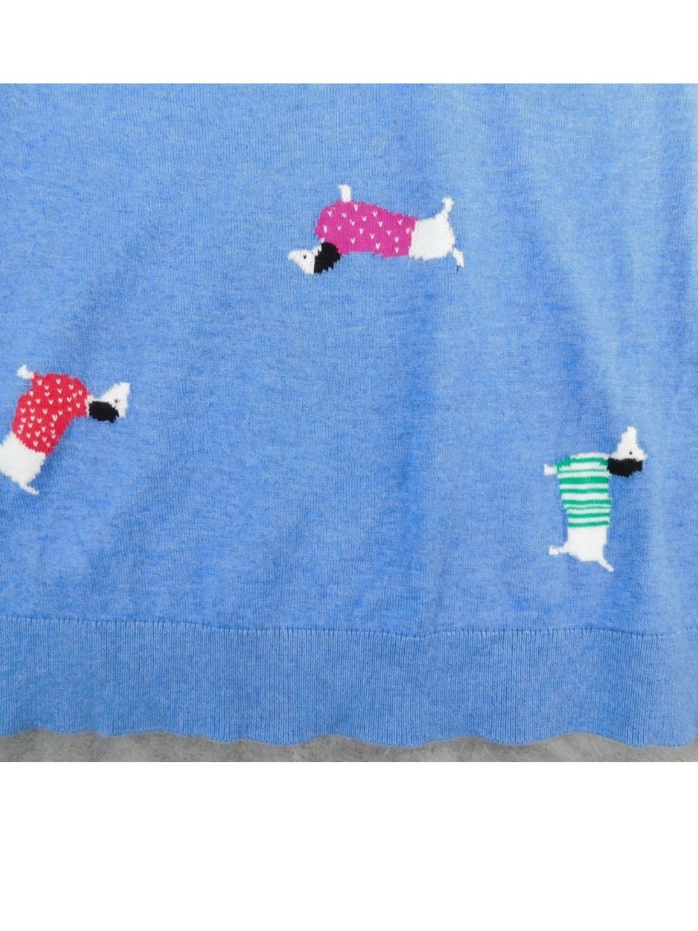 Talbots Blue Crewneck Sweater with Striped Dog Motif - Picture 3 of 5